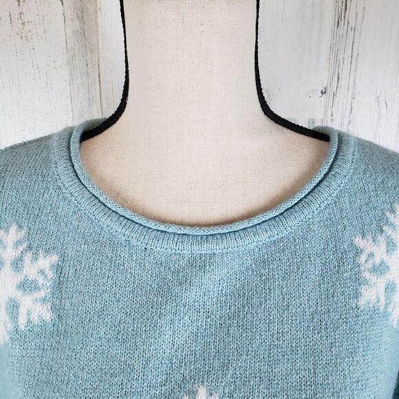 Christopher & Banks Fuzzy Snowflake Sweater Sz L - Picture 2 of 7